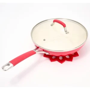 Aarti Sequeira 11" All-Purpose Kadhai Pan w/ Glass Lid Silicone Trivet - glamourwo.com | ladies' apparel & accessories & shoes* Online
