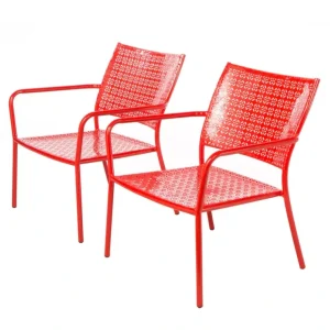 Alfresco Home Set of 2 Wrought Iron Outdoor Stacking Chairs - glamourwo.com | ladies' apparel & accessories & shoes* Fashion