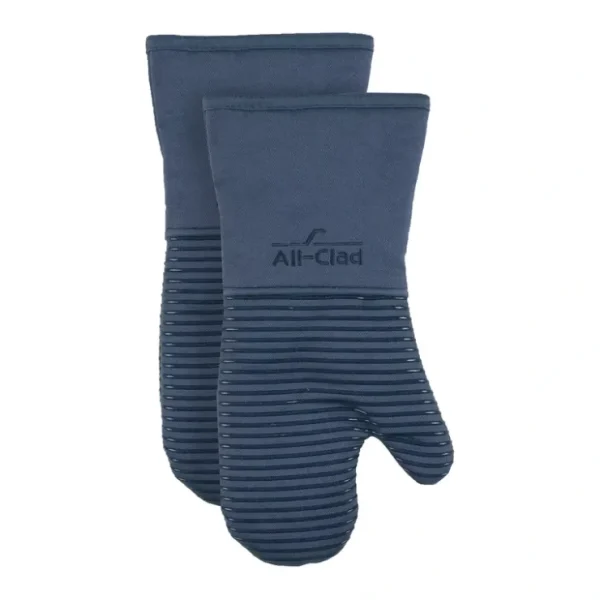 All-Clad Set of Two Ribbed Silicone Cotton Twil l Oven Mitts - glamourwo.com | ladies' apparel & accessories & shoes* Cheap