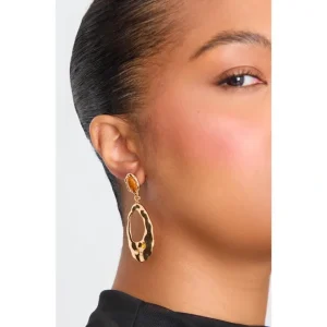 Amber Abstract Molten Jewel Stud Earrings - glamourwo.com | ladies' apparel & accessories & shoes* Cheap