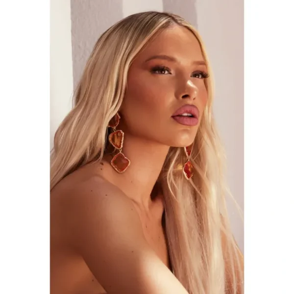 Amber Molten Drop Jewel Statement Earrings - glamourwo.com | ladies' apparel & accessories & shoes* Sale
