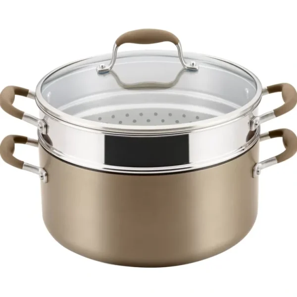 Anolon Hard-Anodized Stockpot with Steamer Insert, 8.5qt - glamourwo.com | ladies' apparel & accessories & shoes* Best Sale