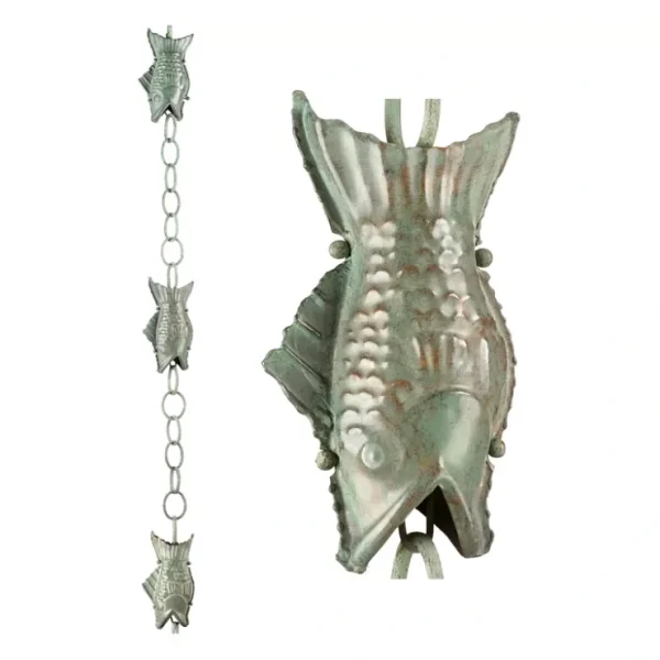 Antiqued Copper 8.5' Fish Rain Chain by Good Directions - glamourwo.com | ladies' apparel & accessories & shoes* Cheap