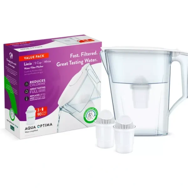 Aqua Optima 94oz. Water Filter Liscia Pitcher w/(3) Filters - glamourwo.com | ladies' apparel & accessories & shoes* Cheap