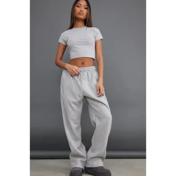 Ash Grey Basic Wide Leg Sweatpants | Bottoms - glamourwo.com | ladies' apparel & accessories & shoes* Sale