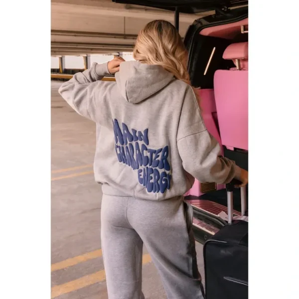 Ash Grey Main Character Energy Puff Hoodie - glamourwo.com | ladies' apparel & accessories & shoes* Online