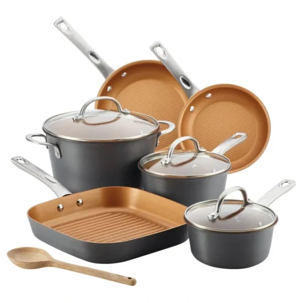 Ayesha Curry Home Collection Aluminum Pots Pans, 10pc - glamourwo.com | ladies' apparel & accessories & shoes* Clearance