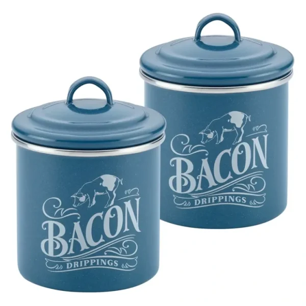 Ayesha Curry S/2 Enamel on Steel 4" x 4" Baconrease Cans - glamourwo.com | ladies' apparel & accessories & shoes* Sale