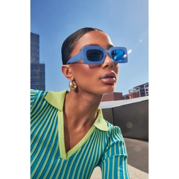 Baby Blue Rectangular Square Frame Sunglasses - glamourwo.com | ladies' apparel & accessories & shoes* Best Sale