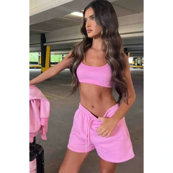 Baby Pink Jersey Scoop Neck Bralet | Two Piece Sets - glamourwo.com | ladies' apparel & accessories & shoes* Sale