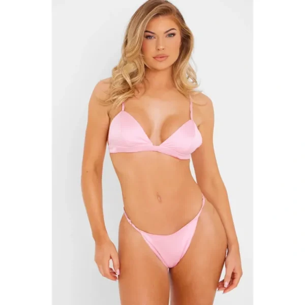 Baby Pink Satin Bralette Lingerie Set - glamourwo.com | ladies' apparel & accessories & shoes* Best