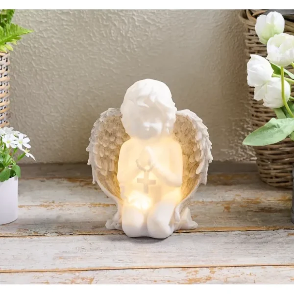Barbara King 11" Antiqued Sandstone Illuminated Garden Angel - glamourwo.com | ladies' apparel & accessories & shoes* Sale