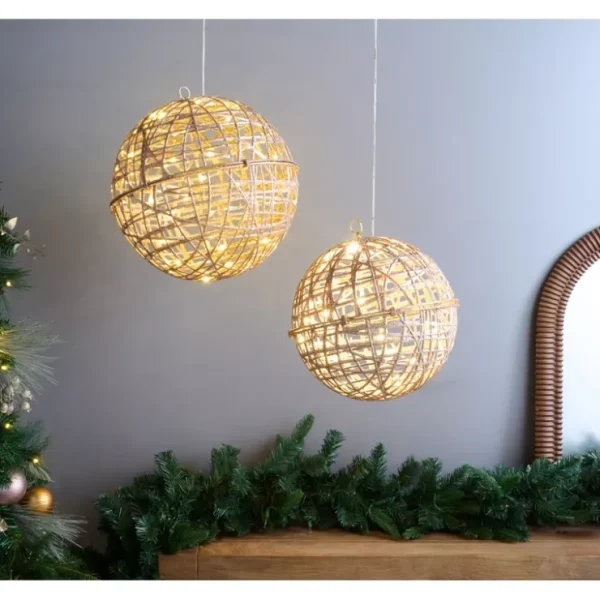 Barbara King Set of 2 Illuminated Resin Rattan Spheres - glamourwo.com | ladies' apparel & accessories & shoes* Fashion