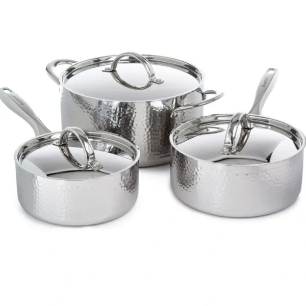 BergHOFF Vintage 6Pc Tri-Ply 18/10 SS Cookwareet, Hammered - glamourwo.com | ladies' apparel & accessories & shoes* New
