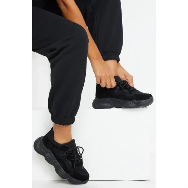 Black Double Bubble Sole Lace Up Sneakers - glamourwo.com | ladies' apparel & accessories & shoes* Flash Sale