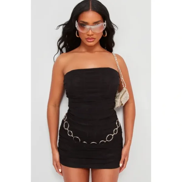Black Mesh Corset Bandeau Mini Dress - glamourwo.com | ladies' apparel & accessories & shoes* Best