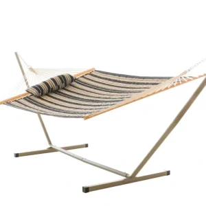52" Black Striped Quilted Hammock Combo with Pillow and Stand - glamourwo.com | ladies' apparel & accessories & shoes* Best Sale