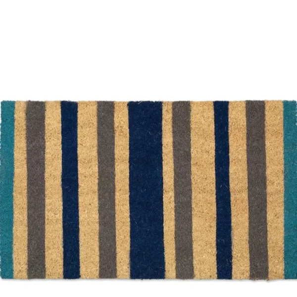 Blue Stripe Natural Coir Doormat with Nonslip Back - glamourwo.com | ladies' apparel & accessories & shoes* Online