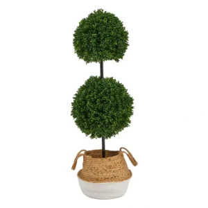 3.5' Boxwood Double Ball Topiary Planter by Nearly Natural - glamourwo.com | ladies' apparel & accessories & shoes* Best