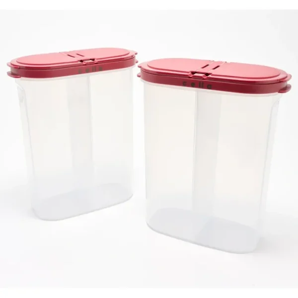 Cella S/2 Divided Pantry Storage Canisters with Flip Top Lids - glamourwo.com | ladies' apparel & accessories & shoes* Best Sale