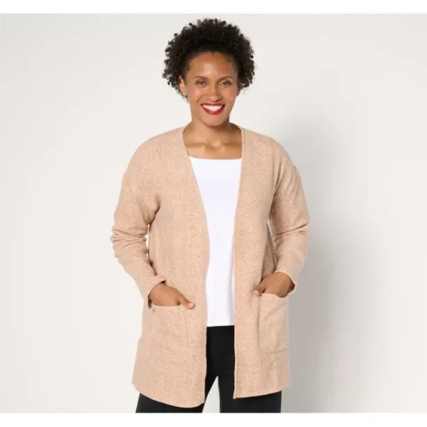 Cuddl Duds Double Knit Fleece Open Cardigan - glamourwo.com | ladies' apparel & accessories & shoes* Online