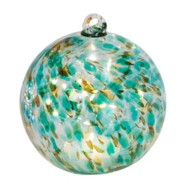 8"H Solar Lighted Turquoise Glass Sphere by Ger son Co - glamourwo.com | ladies' apparel & accessories & shoes* Best