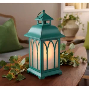 14" In/ Outdoor Flicker Flame Cathedral Window Lantern by Valerie - glamourwo.com | ladies' apparel & accessories & shoes* Store