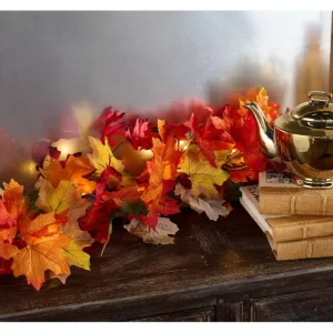 6' Indoor/Outdoor Illuminated Maple Leaf Garland - glamourwo.com | ladies' apparel & accessories & shoes* Sale