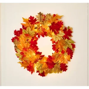 24" Indoor/Outdoor Illuminated Maple Leaf Wreath - glamourwo.com | ladies' apparel & accessories & shoes* Store