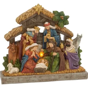 17.7"L Lighted Nativity Stable w/ Figurines byGerson Co - glamourwo.com | ladies' apparel & accessories & shoes* Outlet