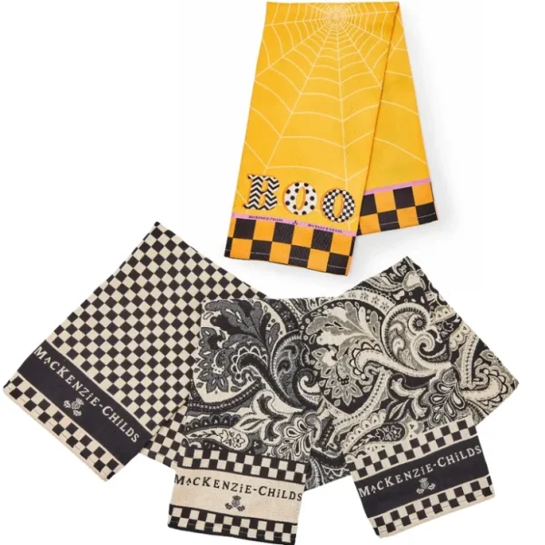 MacKenzie- Childs Set/4 Trick or Treat Dish Towels - glamourwo.com | ladies' apparel & accessories & shoes* Discount