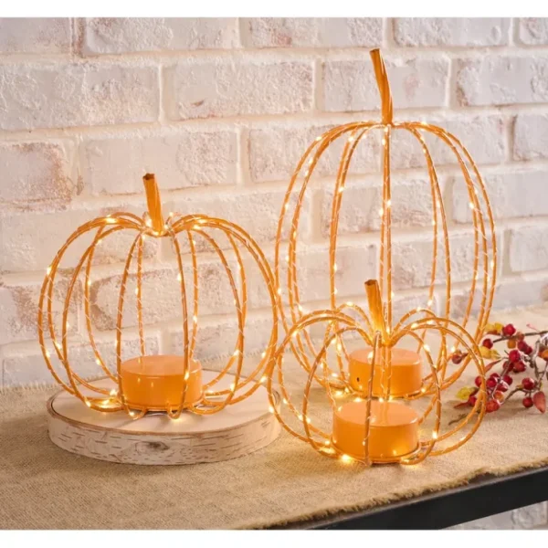 Martha Stewart Set 3 Indoor/Outdoor lluminated Wire Pumpkins - glamourwo.com | ladies' apparel & accessories & shoes* Clearance