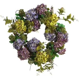 24" Mixed Hydrangea Wreath by Nearly Natural - glamourwo.com | ladies' apparel & accessories & shoes* New