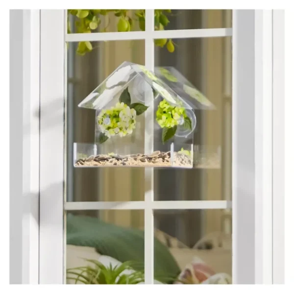 Plow Hearth Clear Window Bird Feeder with Floral Design - glamourwo.com | ladies' apparel & accessories & shoes* Cheap