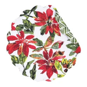 17" Poinsettia Berries Round Placemat Set of 6 by Valerie - glamourwo.com | ladies' apparel & accessories & shoes* New