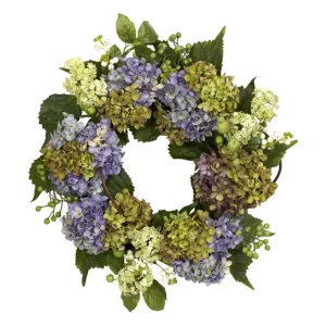 22" Purple Hydrangea Wreath by NearlyNatural - glamourwo.com | ladies' apparel & accessories & shoes* Cheap