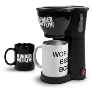 Uncanny Brands The Office Single Cup Coffee Mak er and Two Mug - glamourwo.com | ladies' apparel & accessories & shoes | Clearance