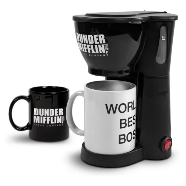 Uncanny Brands The Office Single Cup Coffee Mak er and Two Mug - glamourwo.com | ladies' apparel & accessories & shoes | Clearance