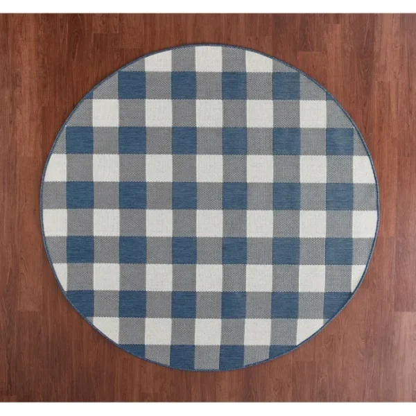 Veranda Living 77" Round Buffalo Check In/Outdoor Reversible Rug - glamourwo.com | ladies' apparel & accessories & shoes | Discount