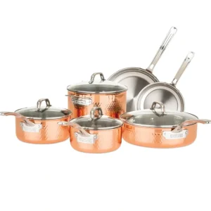 Viking Copper Clad 3-Ply Hammered 10-Piece Set - glamourwo.com | ladies' apparel & accessories & shoes | New