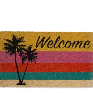 Welcome Palm Trees Natural Coir Doormat with Nonslip Back - glamourwo.com | ladies' apparel & accessories & shoes | Clearance
