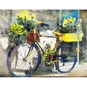 West of the Wind Outdoor Canvas Art Blue/YellowBike 40" x 30" - glamourwo.com | ladies' apparel & accessories & shoes | Shop