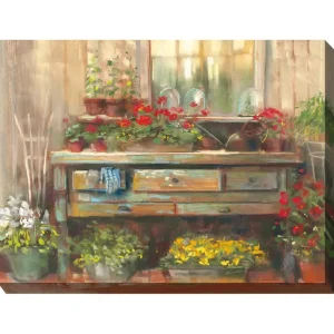 West of the Wind Outdoor Canvas Art Gardners Re treat 40" x 30 - glamourwo.com | ladies' apparel & accessories & shoes | Outlet
