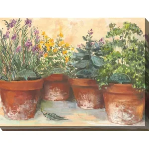 West of the Wind Outdoor Canvas Art Herb Pots 40" x 30" - glamourwo.com | ladies' apparel & accessories & shoes | Fashion