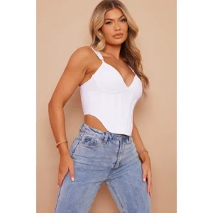White Bandage Dip Hem Bust Cup Corset - glamourwo.com | ladies' apparel & accessories & shoes | Best