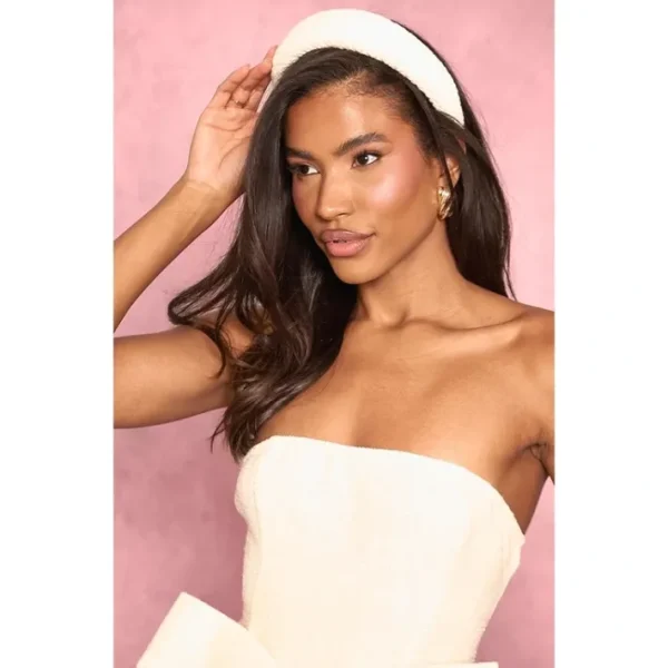 White Boucle Padded Headband | Accessories - glamourwo.com | ladies' apparel & accessories & shoes | Online
