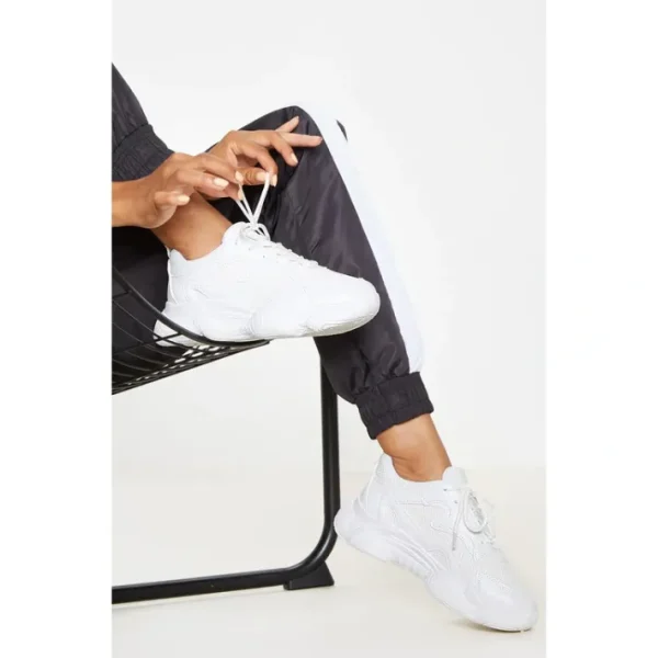 White Bubble Sole Lace Up Sneaker | Shoes - glamourwo.com | ladies' apparel & accessories & shoes | Cheap