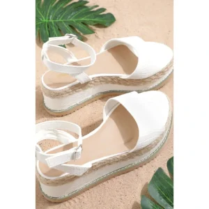 White Croc Flatform Sandal | Shoes - glamourwo.com | ladies' apparel & accessories & shoes | New