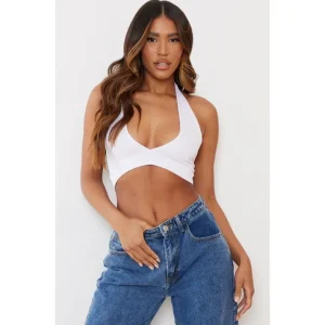 White Halterneck Jersey Crop Top - glamourwo.com | ladies' apparel & accessories & shoes | Shop