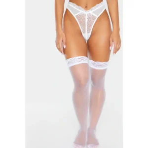 White Lace Top Sheer Hold Ups - glamourwo.com | ladies' apparel & accessories & shoes | New